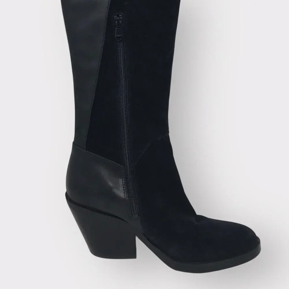 Naya Black Suede & Leather Boots Over the Knee Boots 7M